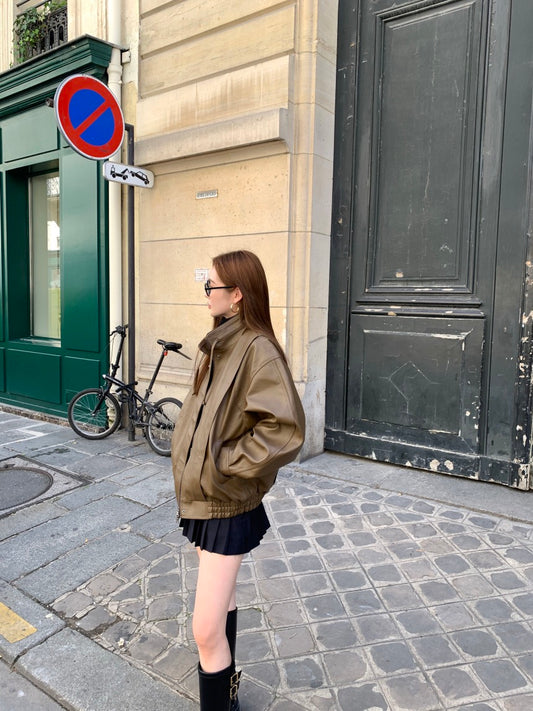 Sun. 英倫老錢 時髦復古中性百搭皮革夾克