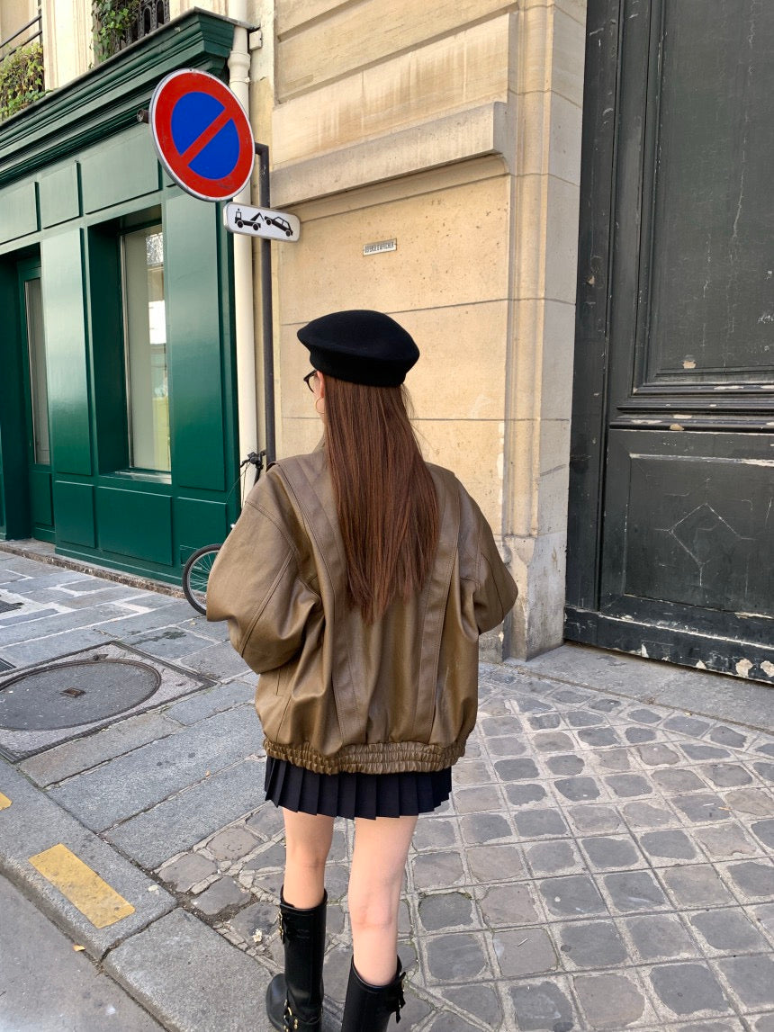 Sun. 英倫老錢 時髦復古中性百搭皮革夾克