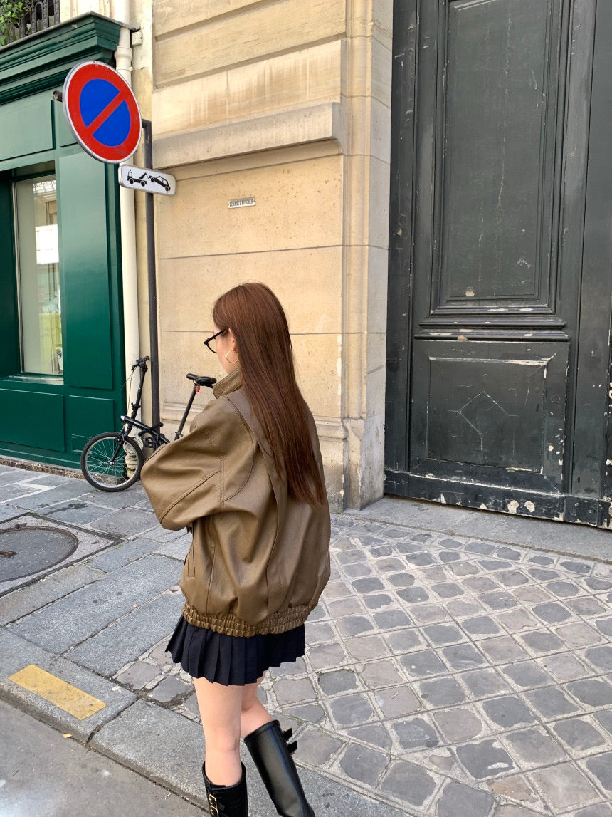 Sun. 英倫老錢 時髦復古中性百搭皮革夾克