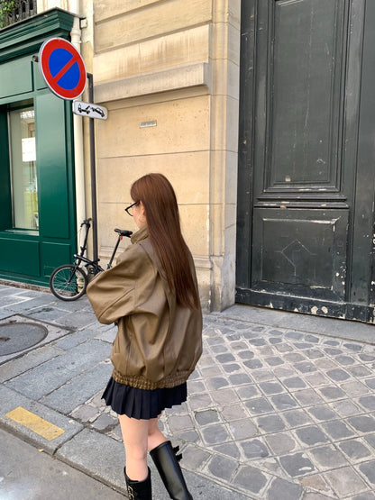 Sun. 英倫老錢 時髦復古中性百搭皮革夾克