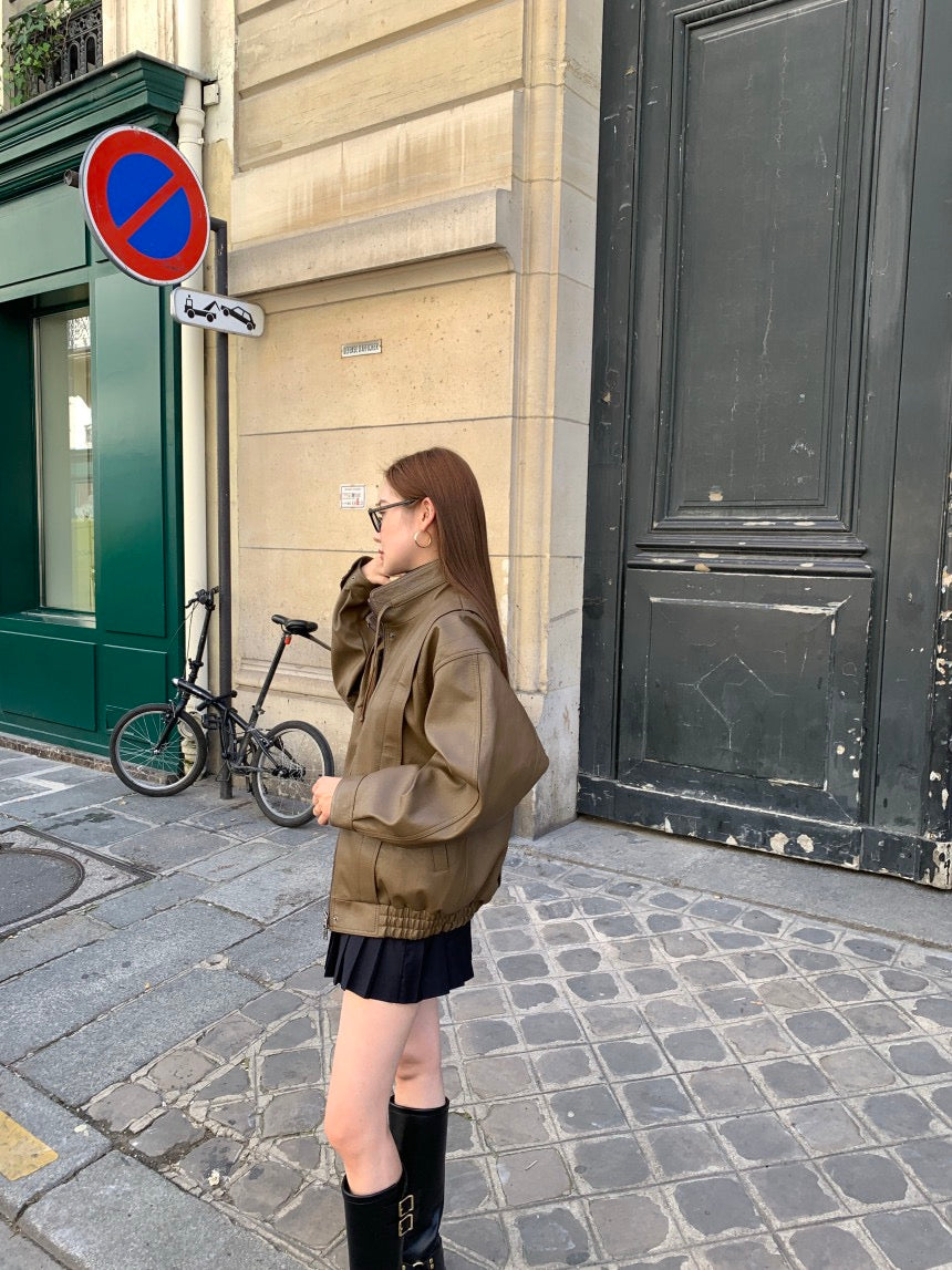 Sun. 英倫老錢 時髦復古中性百搭皮革夾克