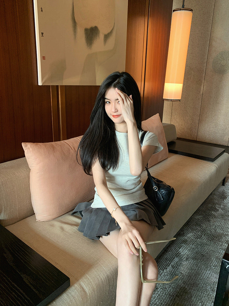 Tue. 自留款正肩顯瘦T 麻灰