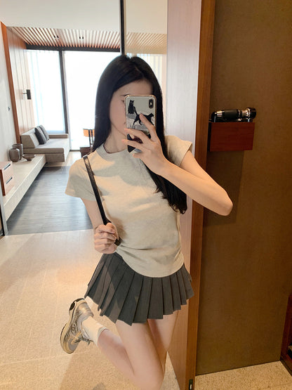 Tue. 自留款正肩顯瘦T 麻灰