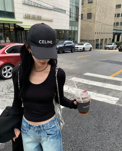 Mon. 水洗色裂紋設計直筒牛仔褲