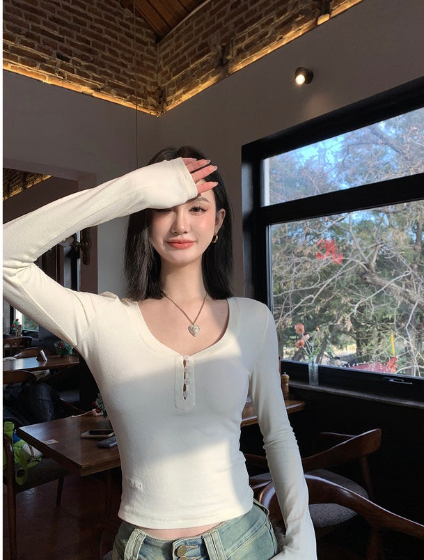 Wed. 美式純欲面膜長T恤 白/粉