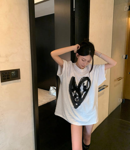 Sun. 私服推薦款 手繪愛心塗鴉象印寬鬆上衣