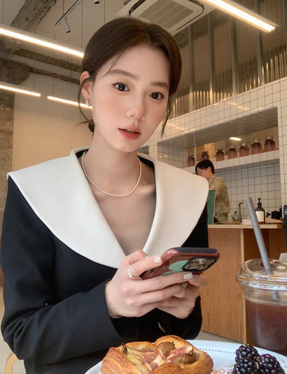 Sat. 法式珍妮裙 撞色拼接連衣裙