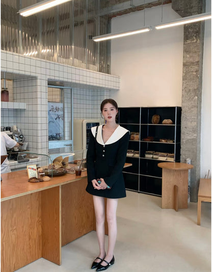 Sat. 法式珍妮裙 撞色拼接連衣裙