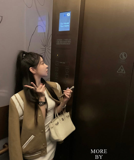 Fri. 重工磨毛拼色棒球外套  新色焦糖