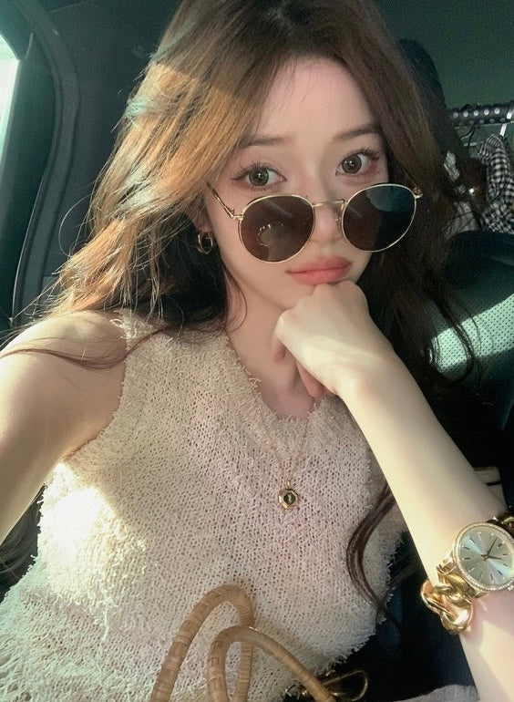 Mon. 毛鬚邊圓領背心