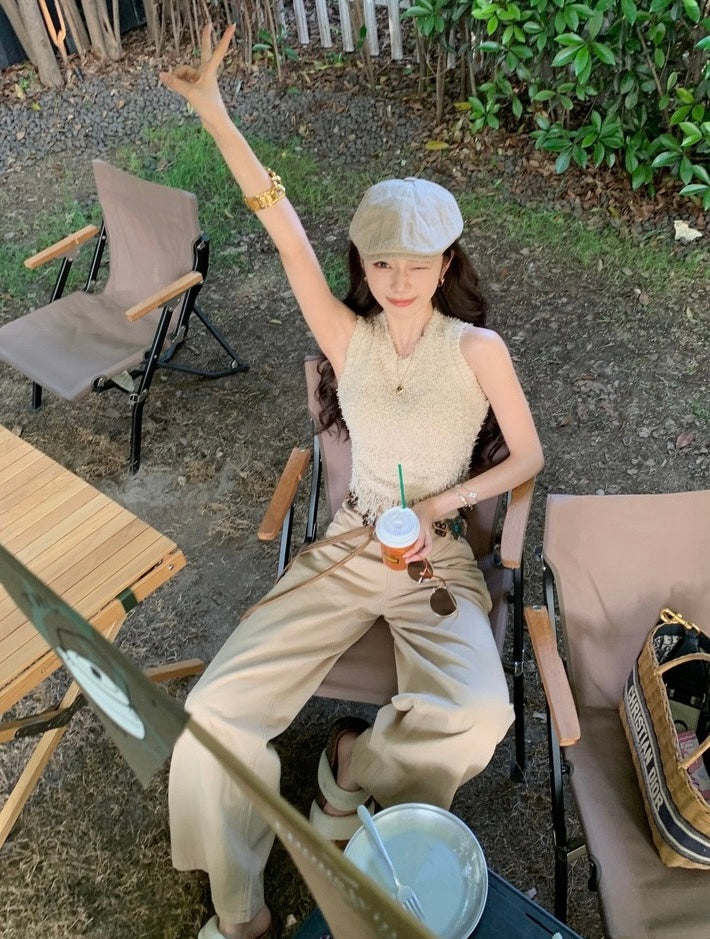 Mon. 毛鬚邊圓領背心