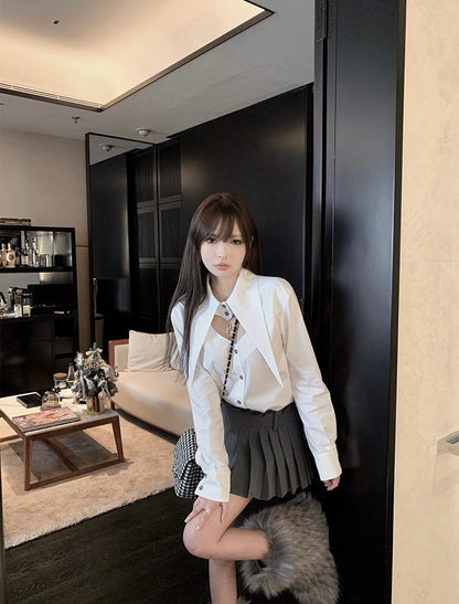 Mon. 小腰精 日常通勤顯瘦女團中腰百摺褲裙 灰