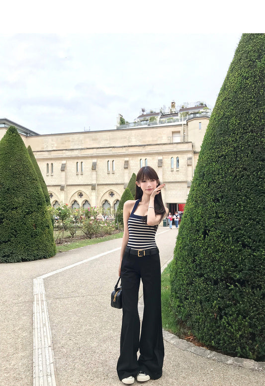 Mon. 好版型 通勤百搭中低腰西裝休閒褲 黑