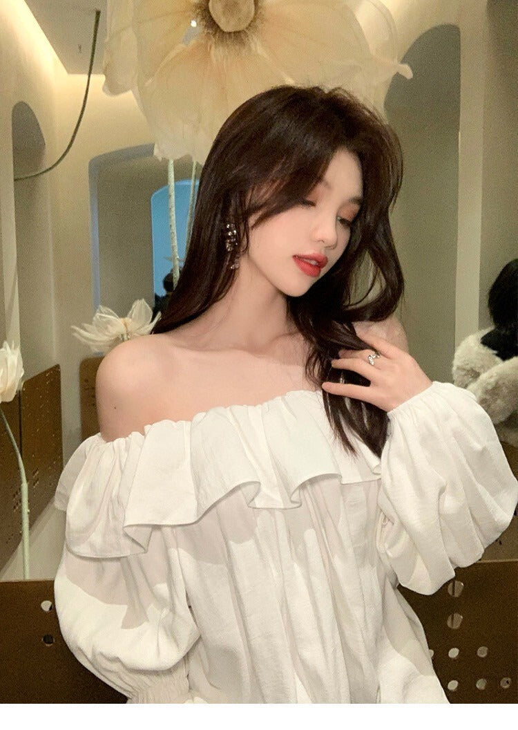 Fri. 韓chic氣質荷葉泡泡袖襯衫上衣